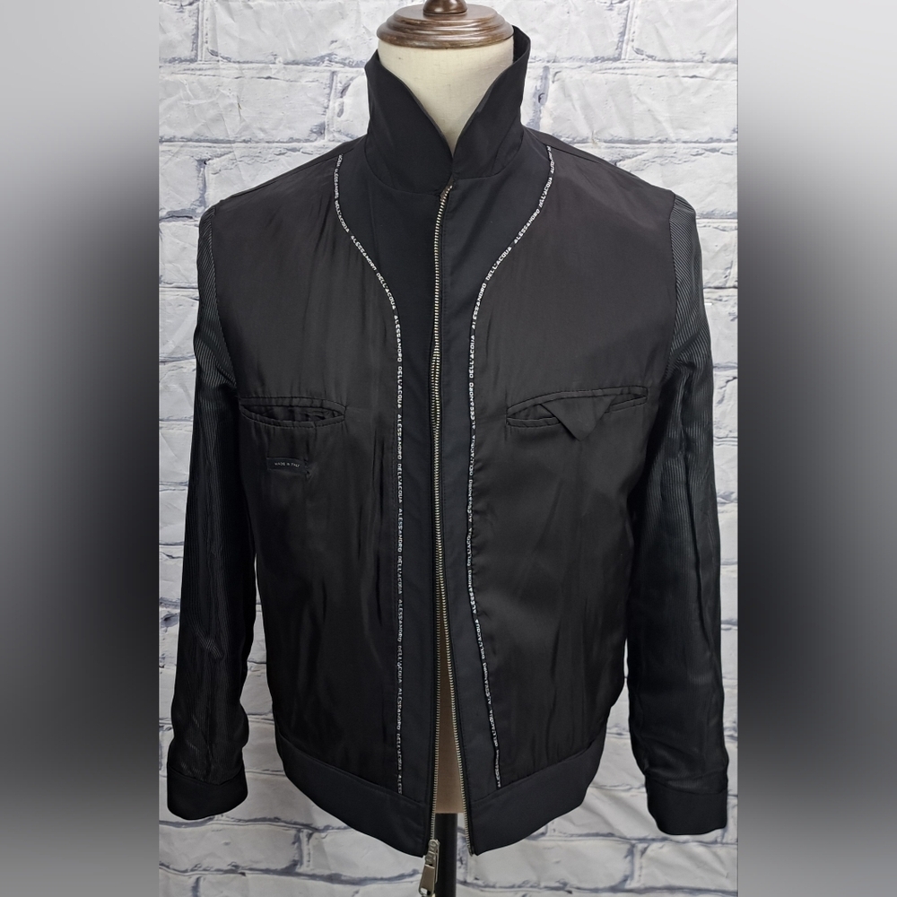 NWT Alessandro Dell'acqua Full Zip Jacket Fashion Woven Black Large / 50 - Picture 8 of 16